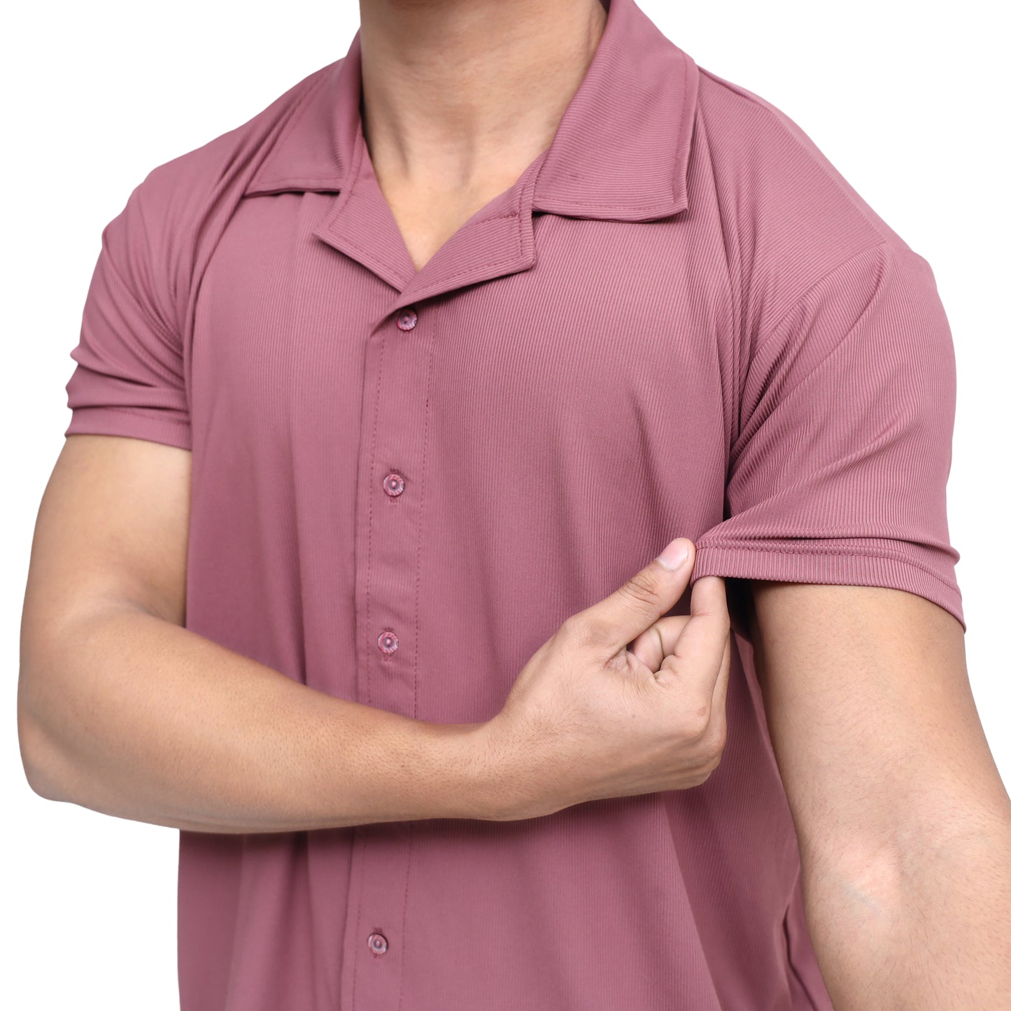 Lavender Blue Short Sleeve Collar Wrap Front Shirt