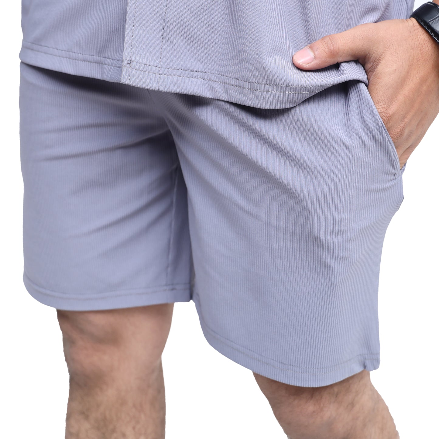 Lavender Blue Short Sleeve Collar Wrap Front Shirt