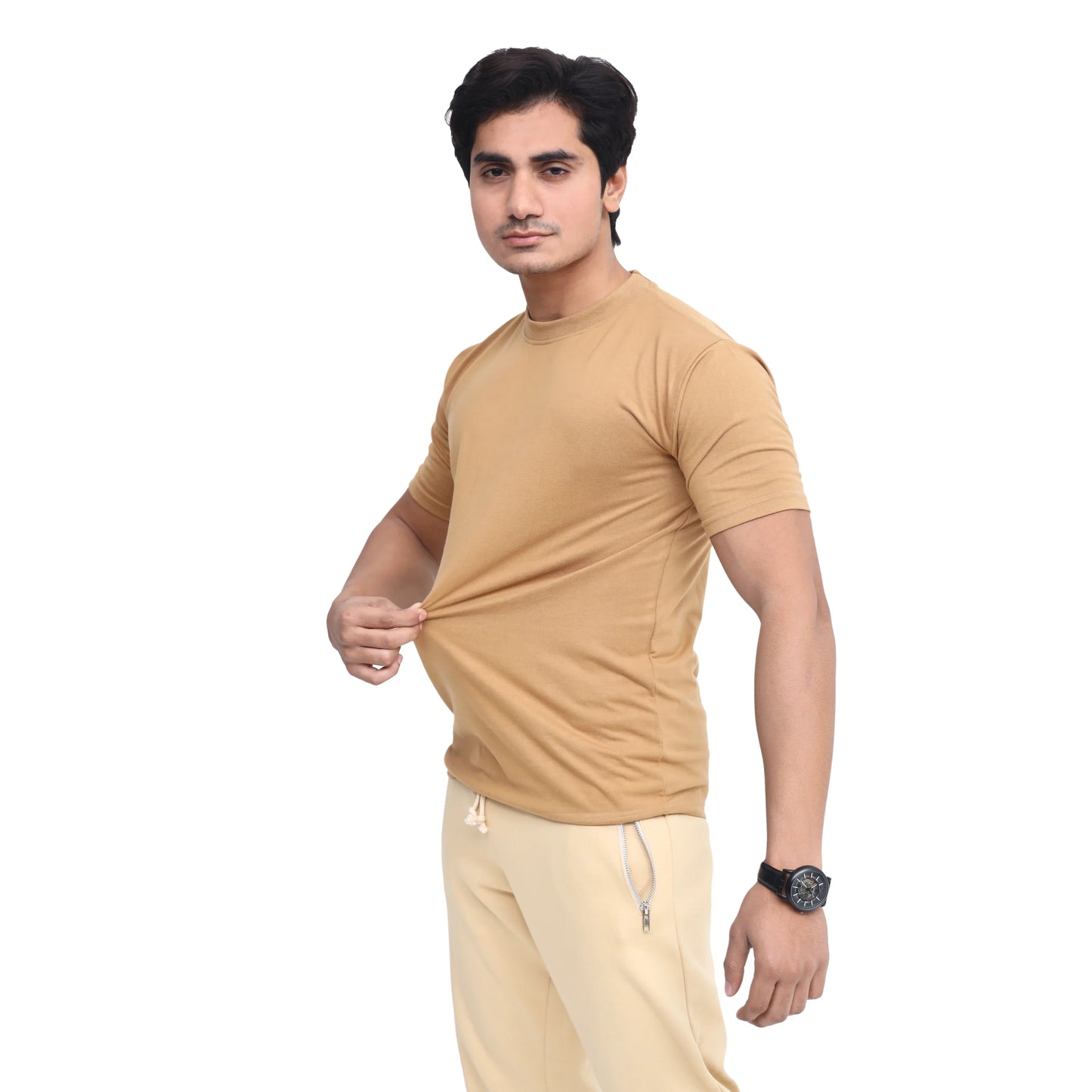 Plain Round Neck Men Cotton Blended Half Sleeves T-Shirt