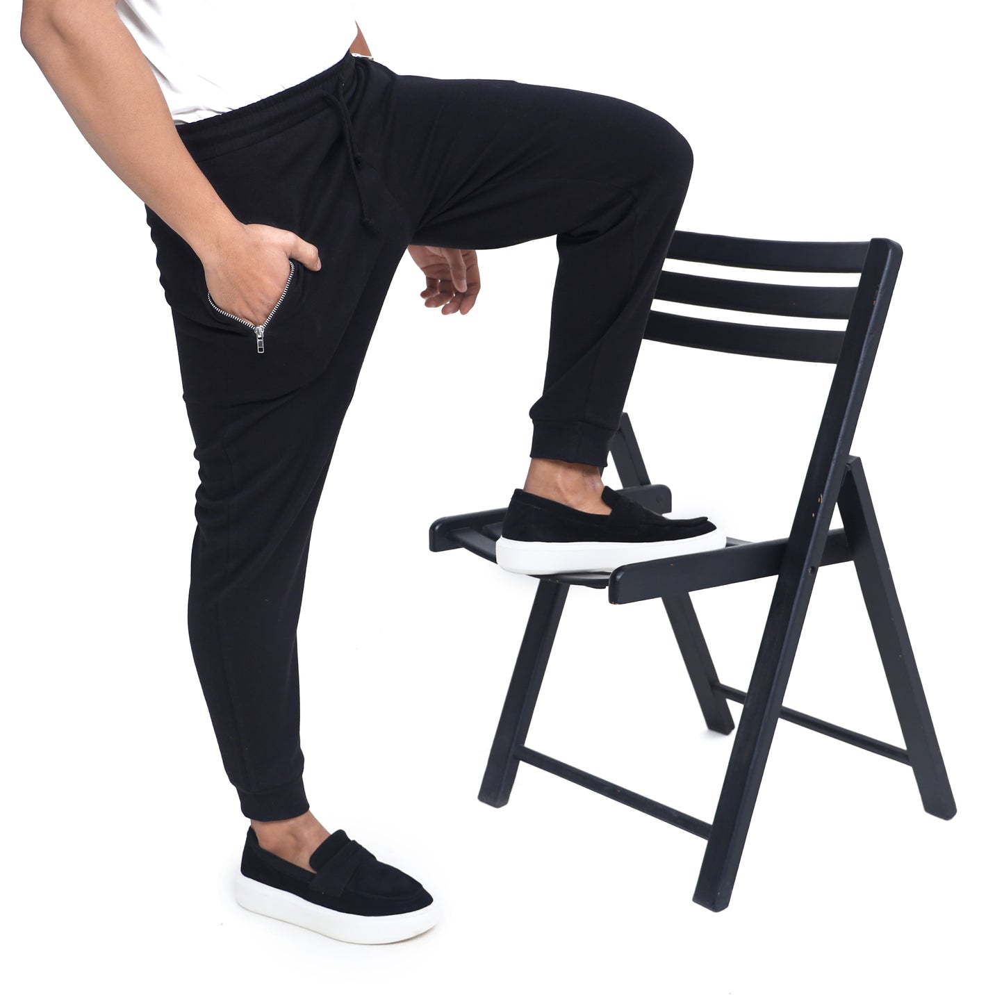 Black Slim Fit Zip Trousers