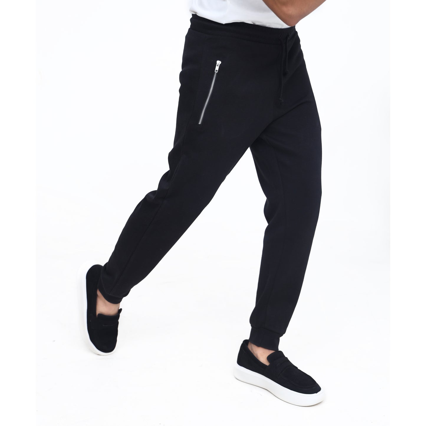 Black Slim Fit Zip Trousers