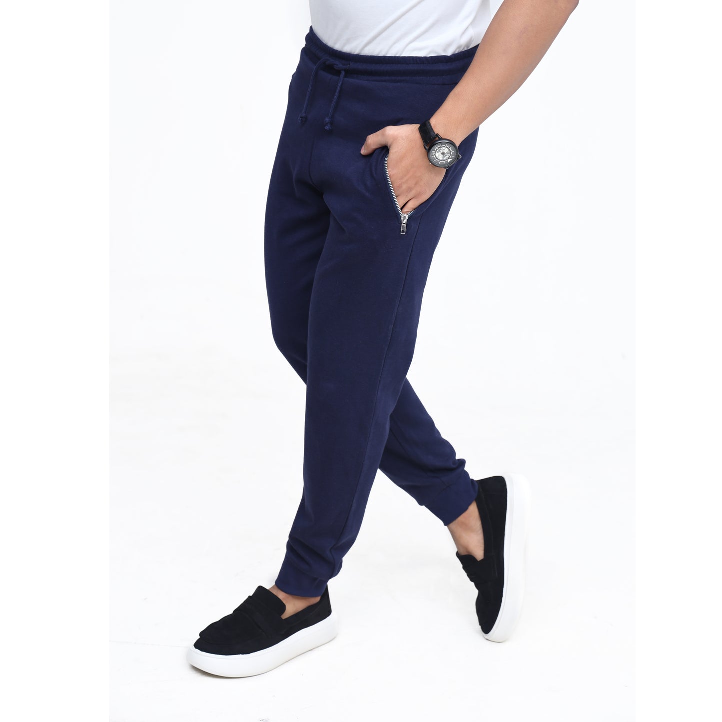 Navy Slim Fit Zip Trousers
