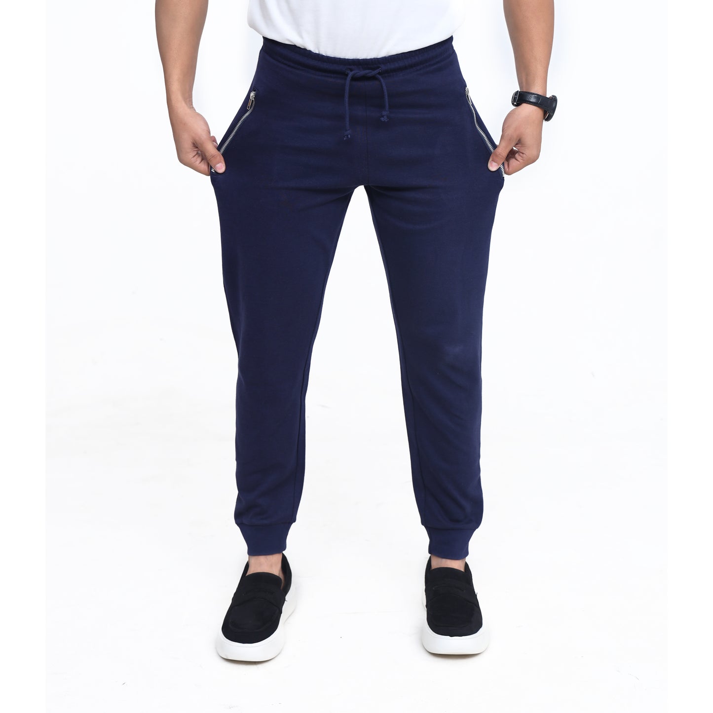 Navy Slim Fit Zip Trousers