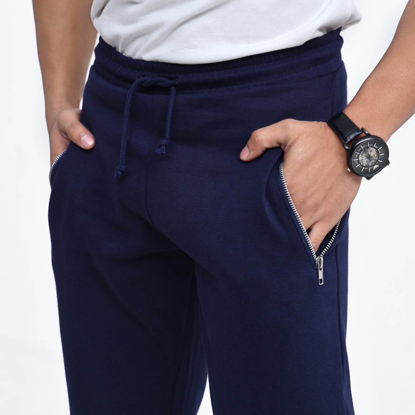 Navy Slim Fit Zip Trousers