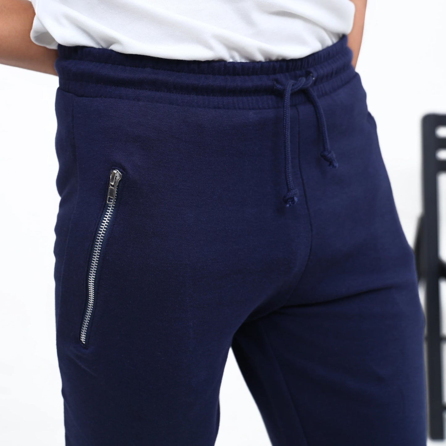 Navy Slim Fit Zip Trousers