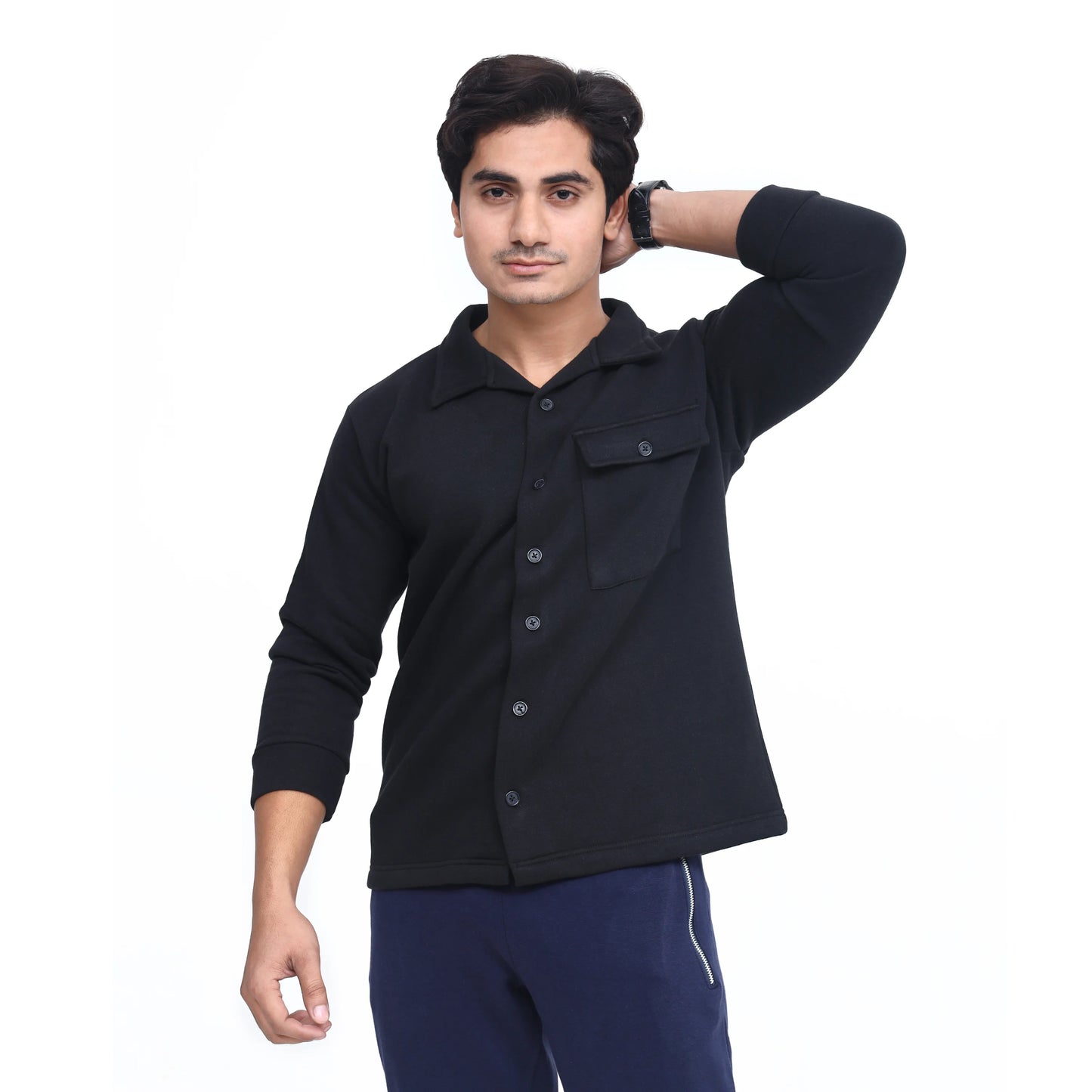 Men's Fleece Button-Up Shirt Jacket