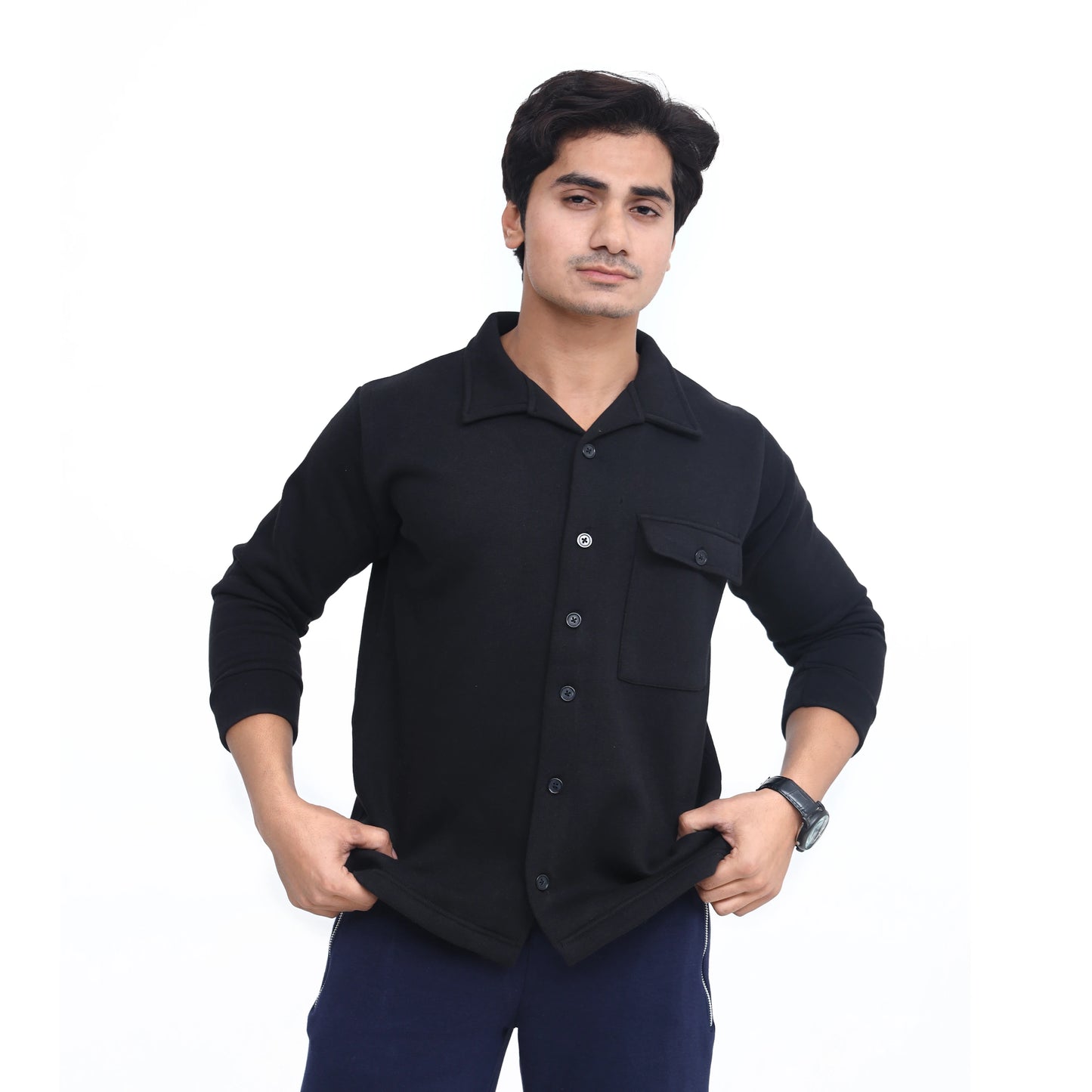 Men's Fleece Button-Up Shirt Jacket