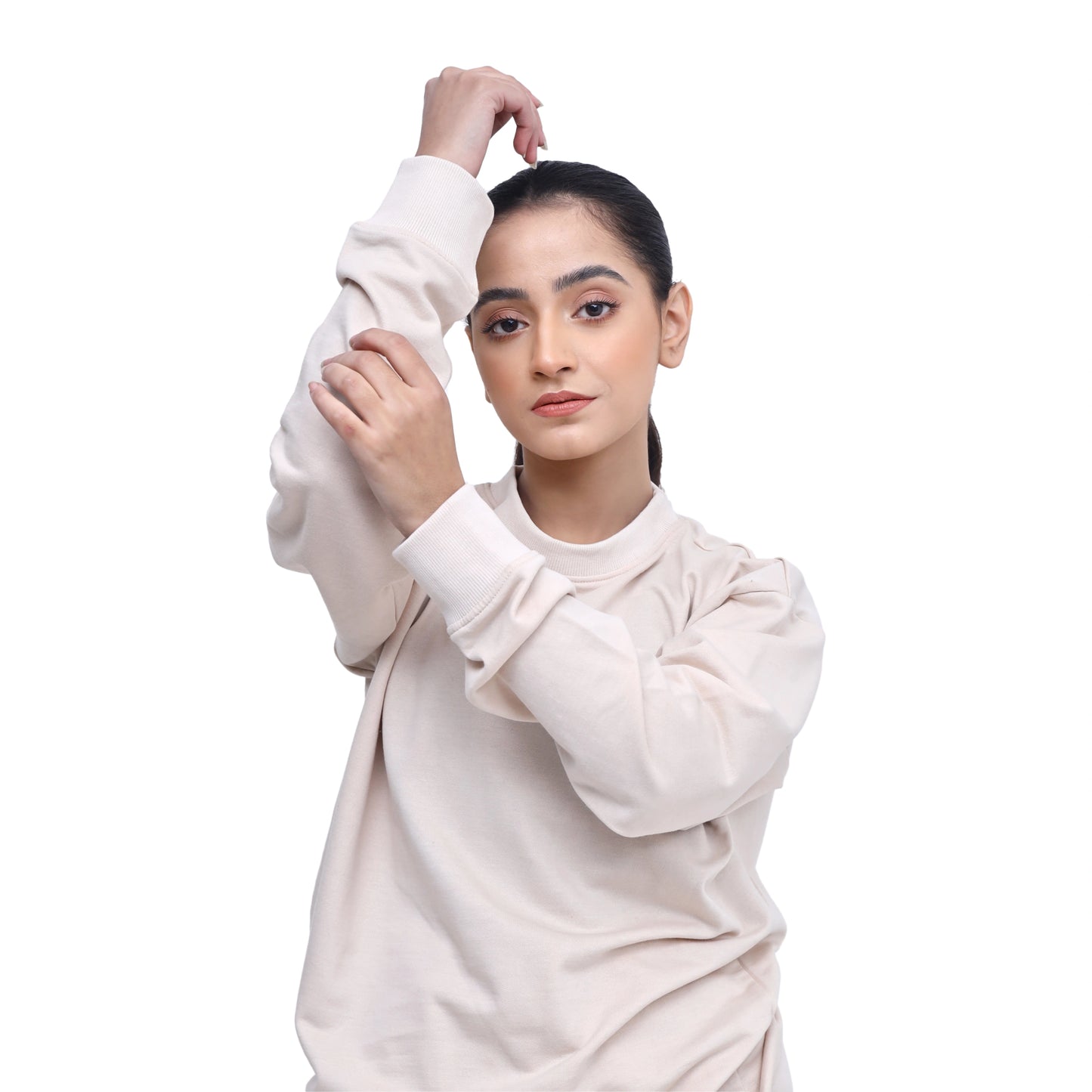 Drop Shoulder Sweatshirt and Flared Trouser Set - Soft Blush