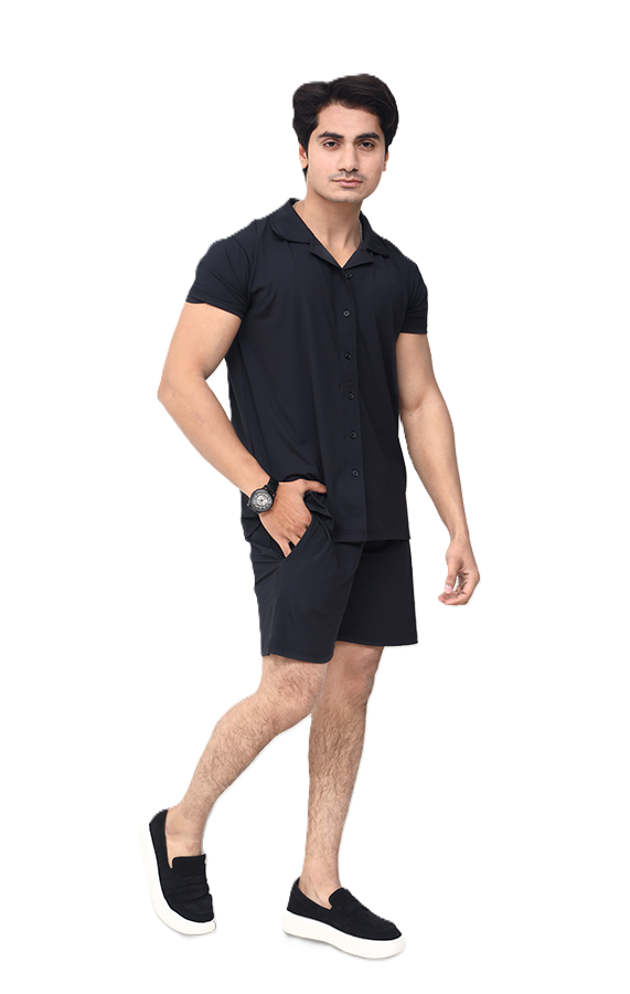 Lavender Blue Short Sleeve Collar Wrap Front Shirt
