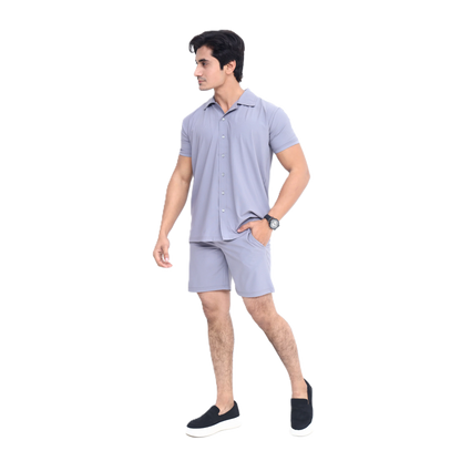 Black Short Sleeve Collar Wrap Front Shirt