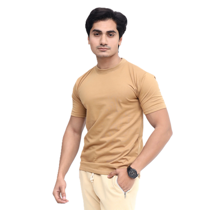 Plain Round Neck Men Cotton Blended Half Sleeves T-Shirt