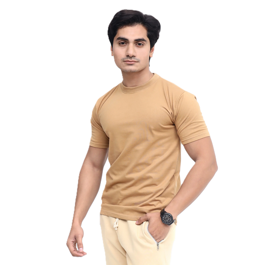 Plain Round Neck Men Cotton Blended Half Sleeves T-Shirt